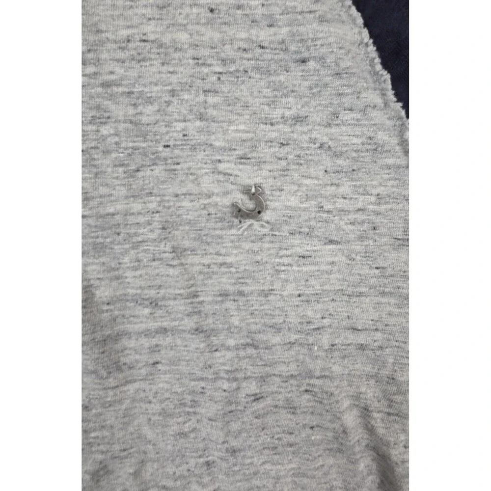 True Religion Raglan Henley Shirt Men’s 3XL Grey Thermal 4-Button Long Sleeve